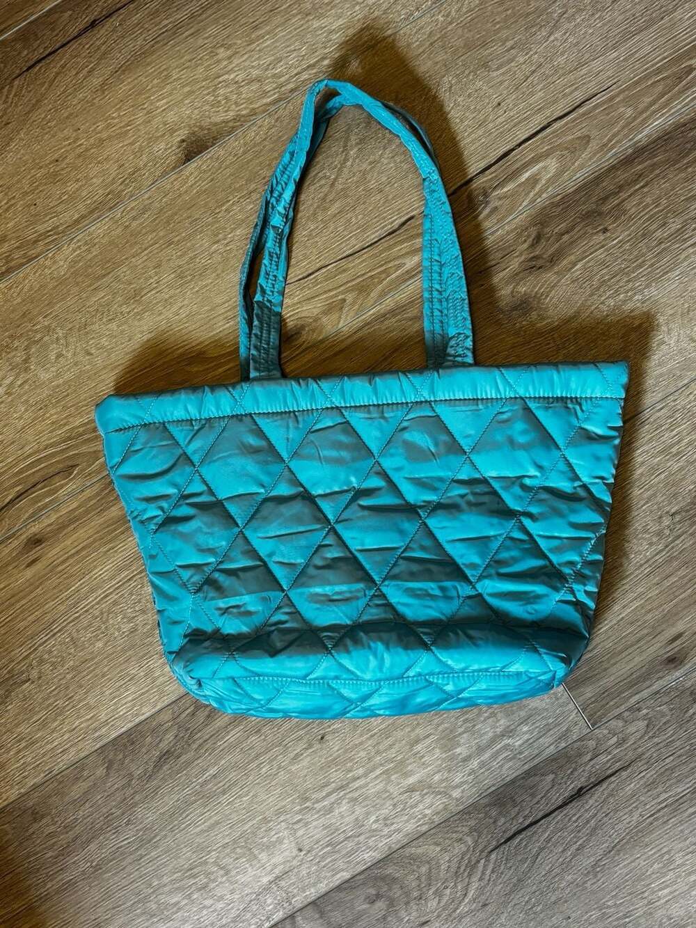 Vera Bradley Teal Quilted Nylon Puffer Tote Bag Large